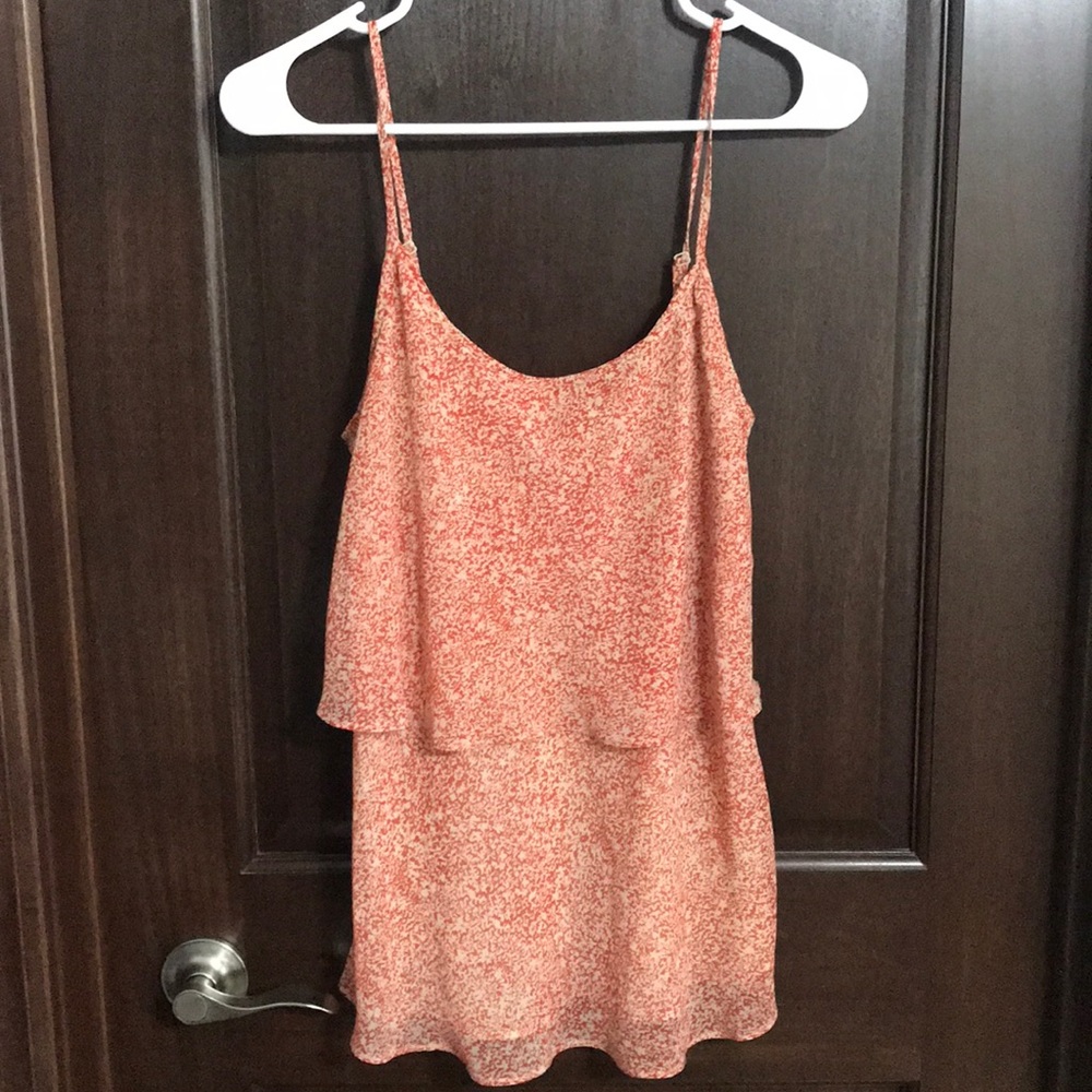 CAbi Orange Floral Tiered Tank Top